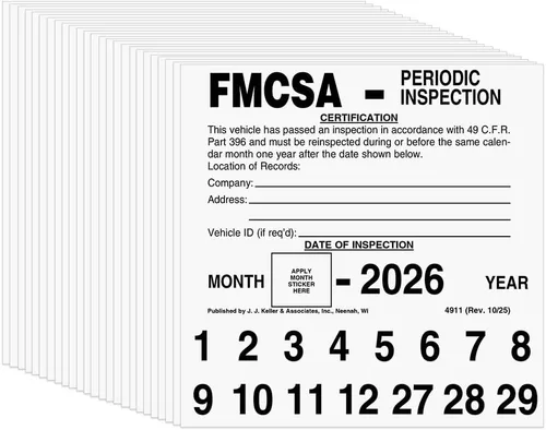 Miniatura 6 de FMCSA - Etiqueta de inspección periódica, paquete de 10 unidades, 5 x 5 pulgadas, vinilo autoadhesivo permanente, cumple con los requisitos de DOT