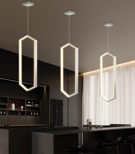 Miniatura 18 de Lámpara colgante regulable de 3 anillos para ajustar mini lámpara LED de techo para cocina, isla, comedor, sala de estar, dormitorio, dorado
