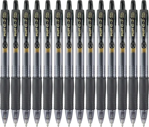 Pilot G2 - Bolígrafos de gel G2 de alta calidad, punta negra gruesa de 1 mm, 14 unidades negras Negro