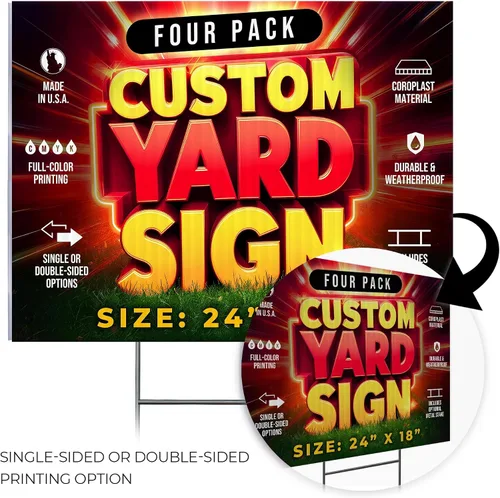 Miniatura 4 de Paquete de 10 letreros personalizados de 24"x18" para patio con estacas, letreros personalizados para exteriores, letreros corrugados de impresión a