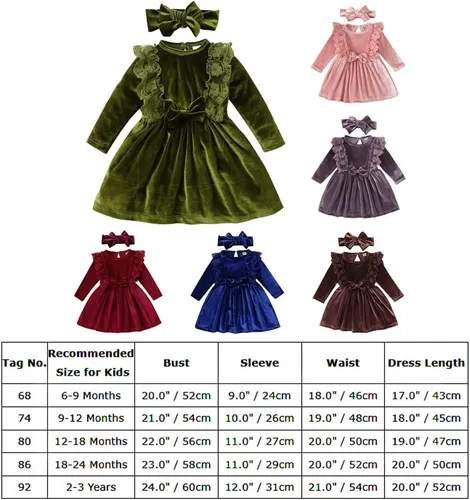 Miniatura 7 de IMEKIS Vestido de terciopelo de Navidad para niñas pequeñas, vestido de fiesta para bebés, otoño, invierno, volantes, manga larga, vestido de noche