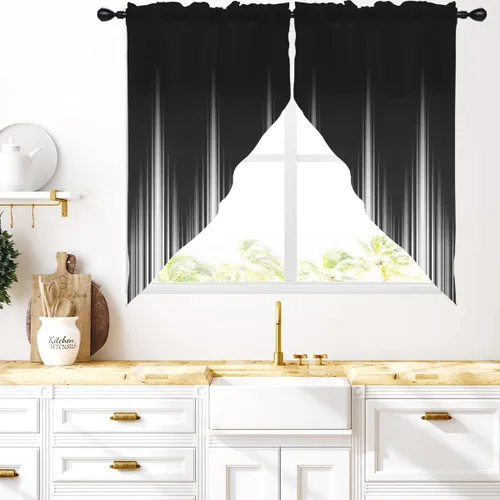 Miniatura 17 de Coxila Cortinas 100% opacas en negro y beige de 42 x 63 pulgadas, cortinas góticas degradadas con aislamiento térmico para dormitorio
