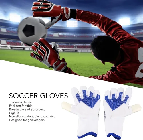 Miniatura 8 de Guantes de portero de fútbol con agarre de palma fuerte, protección para los dedos, antideslizante, látex, nailon, transpirable, guantes de portero