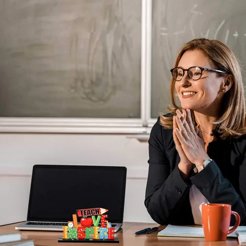 Miniatura 6 de Jetec Paquete de 3 centros de mesa de agradecimiento para maestros, decoración de mesa para estudiantes a profesores, graduación, decoración