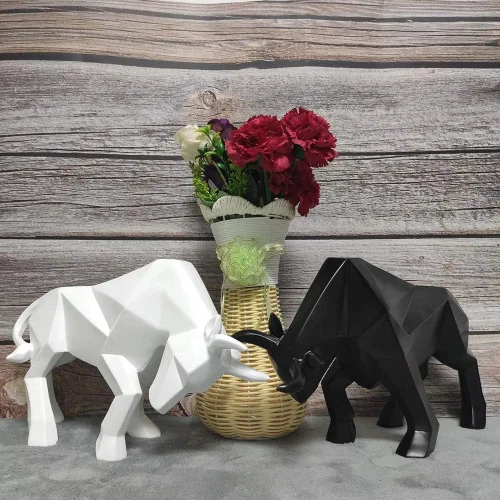 Miniatura 6 de ASNOMY Figurina de Toro de Poliresina para Decoración del Hogar, Esculturas Abstractas, Decoración del Hogar con Ornamento de Animal Original