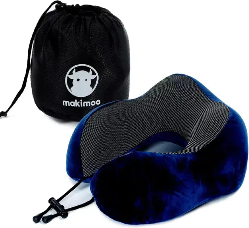 Miniatura 10 de Almohada de viaje de espuma viscoelástica, almohada para el cuello con soporte de cabeza de 360 grados, cómoda ideal para dormir en avión, Negro