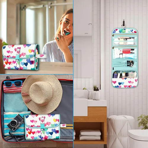 Miniatura 6 de Fintie Bolsa de viaje portátil para artículos de aseo personal, grande, resistente al agua, organizador de maquillaje, bolsa de almacenamiento
