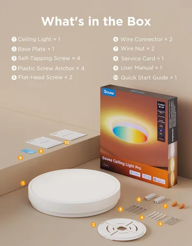 Miniatura 8 de Govee RGBIC - Lámpara de techo inteligente de 4300 lm de 15 pulgadas, funciona con materia, lámpara de montaje empotrado, colores de bricolaje