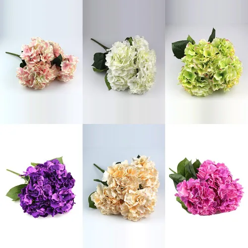 Miniatura 3 de Hortensia artificial Flor de seda 5 cabezas grandes ramo decoración del hogar