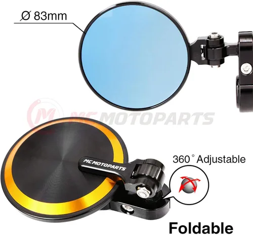 Miniatura 2 de Espejos de barra CNC Gold Reborn – Compatible con GSXR 600, 750, 1000, 1300, CBR600RR, CBR1000RR, SV650, SV1000, SFV650 – Aluminio mecanizado