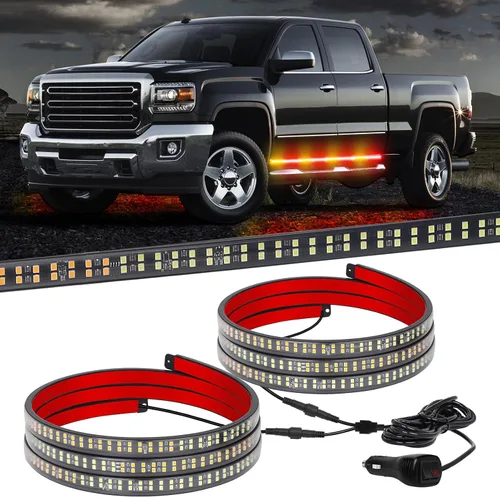 Miniatura 13 de XRIDONSEN 2 piezas de tiras de luces de emergencia para camiones de 70 pulgadas, 864 LED, luces estroboscópicas de tablero de funcionamiento, luces