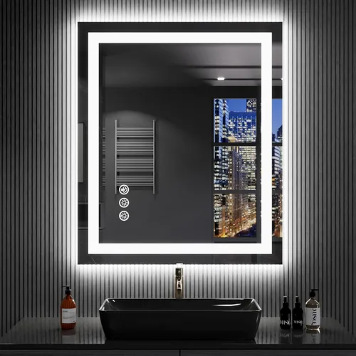 Miniatura 54 de LOAAO Espejo de Baño LED de 40"X32" con Luces, Antivaho, Regulable, Retroiluminación RGB + Iluminación Frontal, Espejo de Tocador de Baño