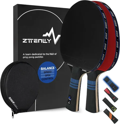Miniatura 10 de Pala de ping pong con tecnología de carbono Serie de rendimiento, hoja de la más alta calidad de 7 capas, velocidad experta/borde/equilibrio