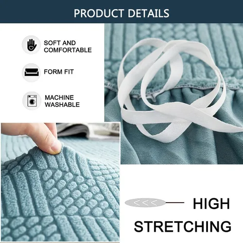 Miniatura 5 de Funda de sofá de alta elasticidad, protector de muebles a prueba de polvo para sofá de 1, 2, 3, 4 plazas, funda antideslizante con correa elástica
