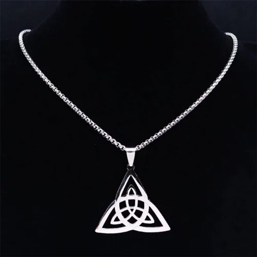Miniatura 5 de Wicca Infinity Trinity Knot Triquetra Necklace Stainless Steel Witch Celtic Knot Amulet Necklace Jewelry Collar Acero Inoxidable