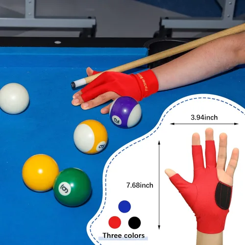 Miniatura 5 de Junkin - 15 guantes de billar con 3 dedos, guantes de billar, elásticos, para hombre y mujer