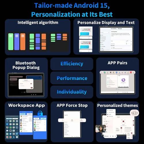Miniatura 4 de Tablet Android de 15 pulgadas, tableta con teclado 2025, 24GB+256GB+2TB expandible, tabletas 2 en 1 con 8 núcleos, WiFi 5G, 8000mAh, BT5.0