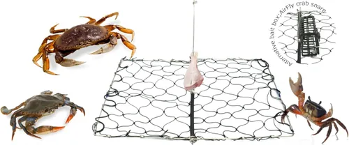 Miniatura 6 de AirFly Foldable Castable Crab Trap - Crab Hawk & Crab Jaw Star Trap with Bait Clip - Portable Fishing Rod Crab Pot for Blue Crabs & Dungeness