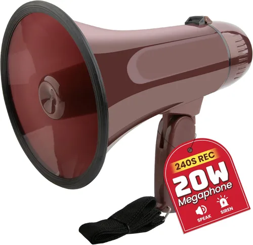 Miniatura 25 de MyMealivos 20W Megaphone Bullhorn, Built in Siren & 240s Recording, 5.4"×8.6" Portable Megaphone with Volume Control Cover Up to 300 feet+ for Verde