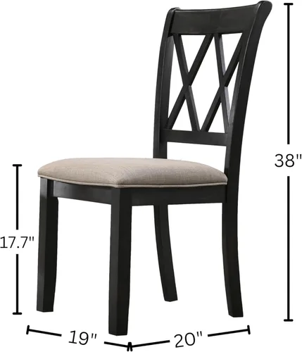 Miniatura 3 de Roundhill Furniture Windvale - Silla de comedor tapizada de tela, juego de 2, color negro