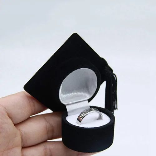 Miniatura 5 de Amosfun Caja de anillo con forma de sombrero de doctor, regalo de graduación, organizador creativo, caja de almacenamiento, soporte para anillo