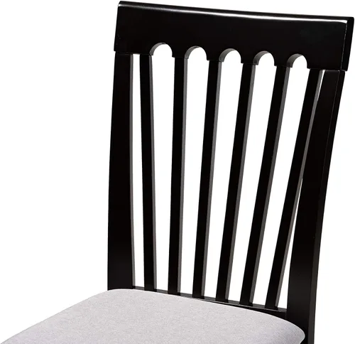 Miniatura 6 de Baxton Studio Minette - Juego de sillas de comedor de 2 piezas, tela gris tapizada con madera con acabado marrón expreso Gris/Café Espresso