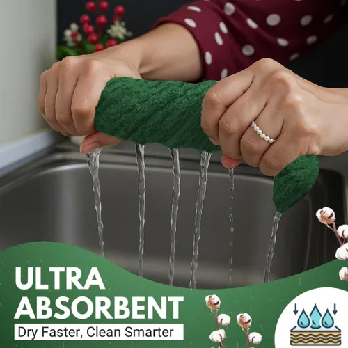 Miniatura 3 de Infinitee Xclusives Toallas de Cocina Premium - [Paquete de 12] Toallas de Mano de Cocina 100% Algodón (15 x 25 Pulgadas) - Paños de Cocina Verde