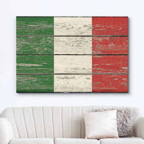 Miniatura 2 de wall26 - Cuadro en lienzo para pared, bandera italiana en paneles de madera vintage retro, arte digital de cultura pop, arte moderno tradicional