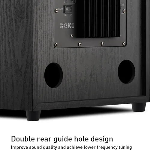 Miniatura 4 de Subwoofer doméstico alimentado de 10 pulgadas, 300 W RMS, graves de alta fidelidad, carcasa MDF con disipador de calor