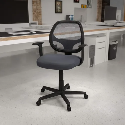 Miniatura 2 de Flash Furniture Flash Fundamentals Silla de oficina ergonómica giratoria de malla gris con brazos