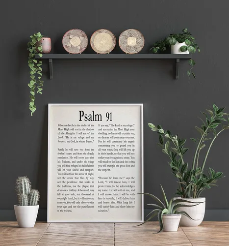 Miniatura 3 de Salmo 91 - Póster de salmo impreso, arte de pared de salmo, regalo cristiano para amigo, regalo para hijo, regalo para hija, regalo de coraje