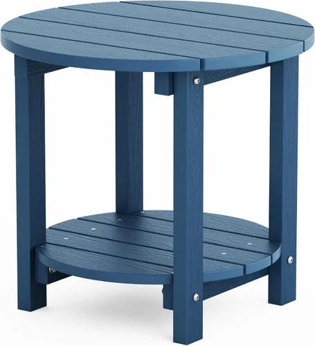 Miniatura 9 de YEFU Adirondack - Mesa auxiliar doble para exteriores, de 18 pulgadas, mesa auxiliar de madera de polietileno, resistente a la intemperie para Negro