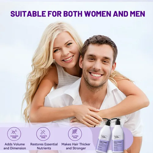 Miniatura 4 de Herbalosophy Juego de champú y acondicionador de biotina y colágeno, engrosamiento del crecimiento del cabello, reparador y seco, juego de cabello