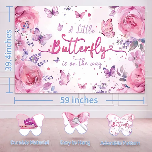 Miniatura 4 de 126 decoraciones de mariposa para baby shower para niña, 4 cajas de globos de mariposa, globos de papel de aluminio de mariposa, flor, "Una pequeña