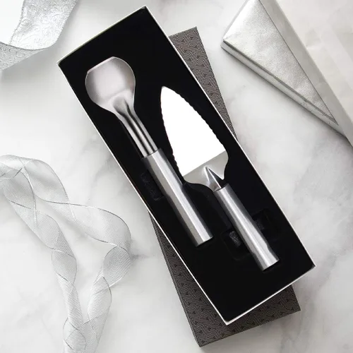 Miniatura 5 de Rada Cuchara para pastel de cubiertos y helado - Juego de regalo Pie A 'La Mode con asas de resina de acero negro