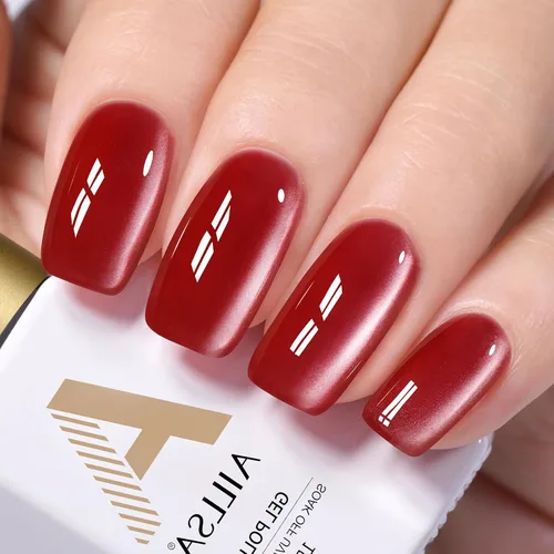 Miniatura 11 de AILLSA - Esmalte de uñas de gel Cat Eye color nude con glitter de cristal, esmalte de uñas de vidrio con destellos, brillo reflectante translúcido