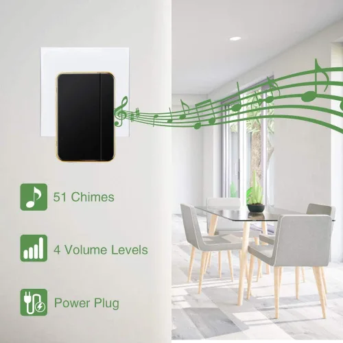 Miniatura 4 de 【No requiere batería】 Timbre inalámbrico impermeable, kit de timbre de puerta AURTEC con 2 transmisores autoalimentados y 1 enchufe de presión, 51