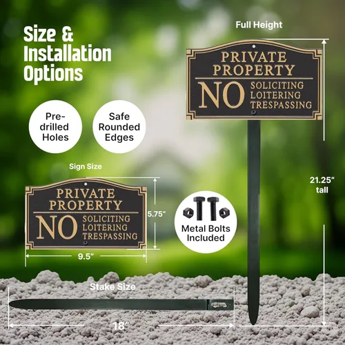Miniatura 4 de SmartSign Letrero de Propiedad Privada para Patio, Placa de Jardín Sin Solicitar Merodear Traspasar Placa de Aluminio de 5.75" x 9.5" con Estaca