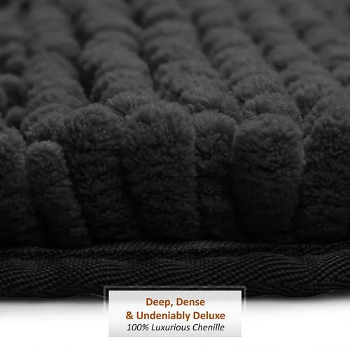 Miniatura 7 de Clara Clark Tapetes para baño de felpilla, tapetes de baño de felpa ultra suaves, lavables a máquina, con parte trasera antideslizante, 44 x 26 Negro