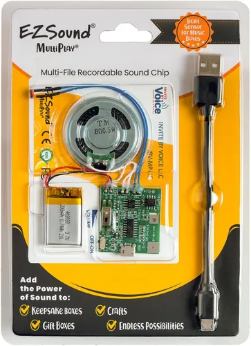 EZSound MultiPlay Chip de Sonido Grabable Activado por Luz | Graba y Reproduce Múltiples Canciones y Mensajes | Crea Caja de Música Personalizada