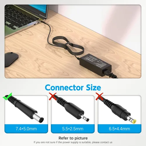 Miniatura 4 de Cargador para portátil de 65 W compatible con HP Pavilion G6 G7 DV7 DV6 DV5 DV4 G72 G71 G60 G61 G62 DM4, EliteBook 8440P 8460P 8460W, Probook 4320S