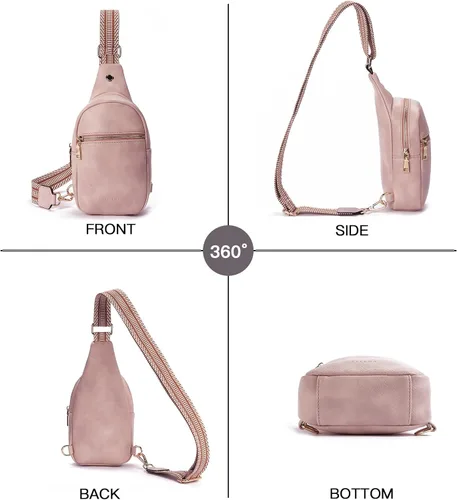 Miniatura 56 de Telena Riñonera pequeña para mujer, de cuero, cangureras, bolsa de pecho para mujer