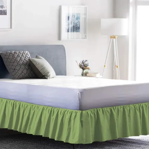 Miniatura 7 de Falda de cama individual negra para falda de cama con volantes con caída de 16 pulgadas, tela de tres lados ajustable con volantes suaves y sedosos