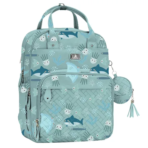 Miniatura 18 de Dikaslon - Mochila para pañales con cambiador portátil, funda para chupete y correas para cochecito, bolsas de bebé unisex grandes para niños y Azul