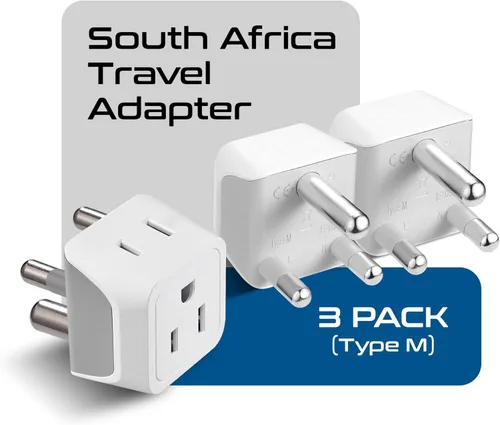 Miniatura 2 de Ceptics Adaptador de viaje para Sudáfrica, Namibia con entrada dual de EE. UU., Tipo M, ultracompacto, seguro con conexión a tierra, perfecto