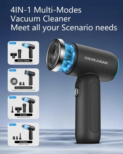 Miniatura 2 de Aspiradora portátil inalámbrica de mano, 18KPA 4 en 1, aspiradora magnética de mano inalámbrica con luz LED, tiempo de funcionamiento de 30 minutos