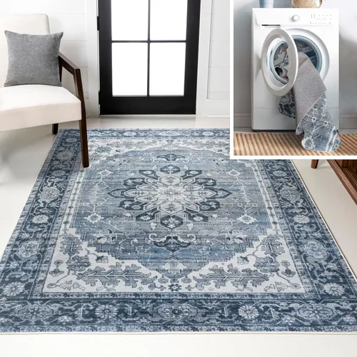 Miniatura 9 de JONATHAN Y Alfombra lavable a máquina de 2 x 8 pies, medallón adornado ASA para sala de estar, dormitorio, cocina, oficina, fácil limpieza, alto