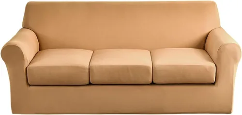 Miniatura 58 de Fundas elásticas para sofá de 1/2/3 cojines, funda estampada con fundas de cojín de asiento separadas, fundas de sofá lavables, protector de muebles