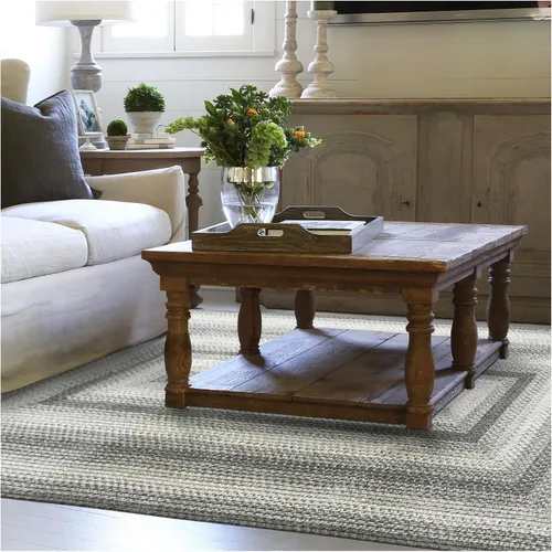 Miniatura 138 de Alfombra ovalada trenzada gris humo de 20 x 30 pulgadas, lavable para interiores y exteriores, decoración campestre para cocinas y entradas