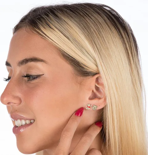 Miniatura 3 de Disney Pendientes clásicos, aretes de oro de 14 quilates - Bambi, pato Donald, pato margarita, Winnie the Pooh, rosa de Belle, 101 dálmatas